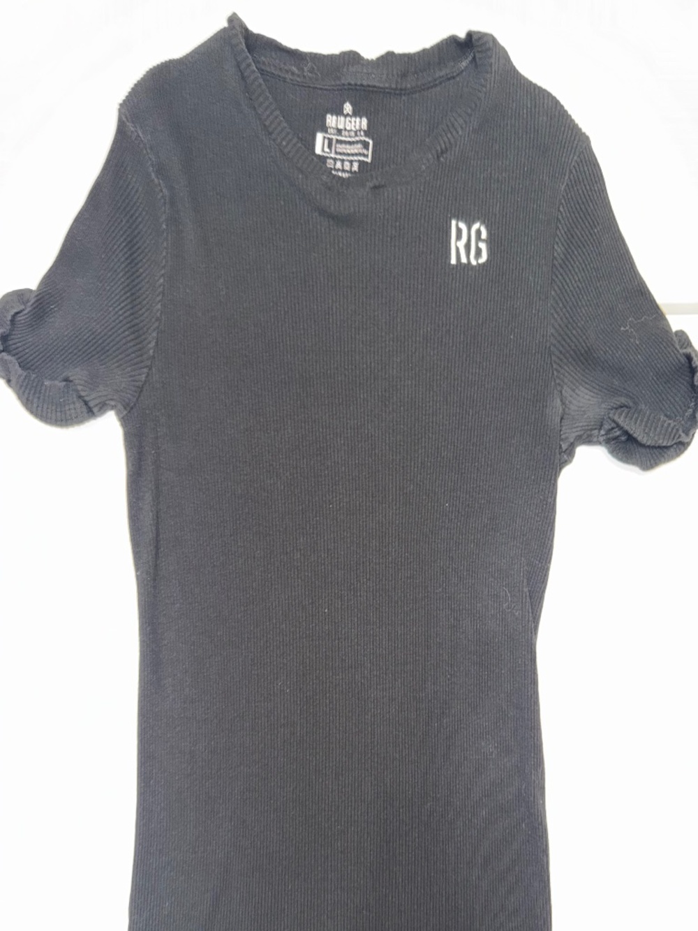 RawGear Men’s Large Black Ribbed Distressed Gym T-Shirt